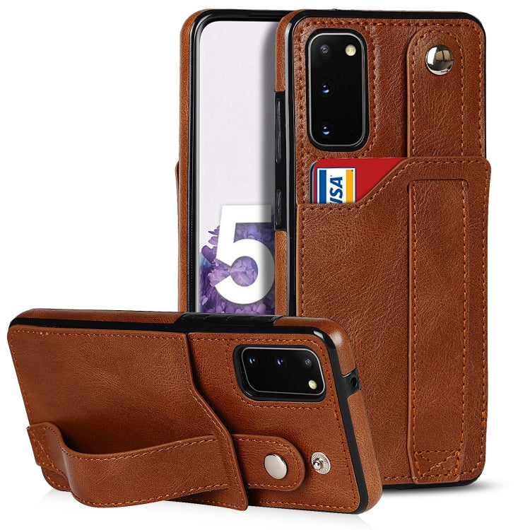 Crazy Horse Texture Shockproof TPU + PU Leather Case with Card Slot & Wrist Strap Holder, For Samsung Galaxy S21 5G, For Samsung Galaxy S21+ 5G, For Samsung Galaxy S21 Ultra 5G, For Samsung Galaxy S21 FE, For Samsung Galaxy S20, For Samsung Galaxy S20+