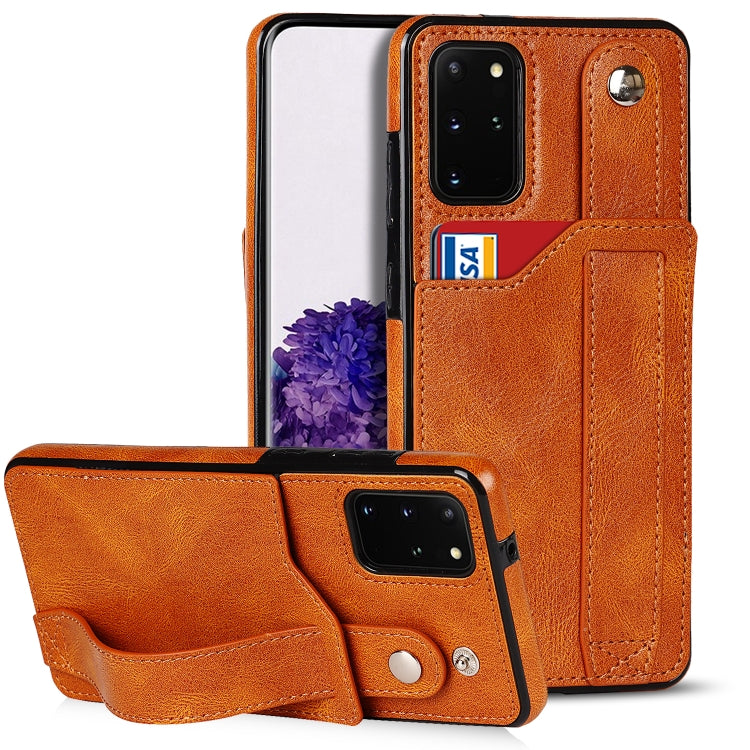 Crazy Horse Texture Shockproof TPU + PU Leather Case with Card Slot & Wrist Strap Holder, For Samsung Galaxy S21 5G, For Samsung Galaxy S21+ 5G, For Samsung Galaxy S21 Ultra 5G, For Samsung Galaxy S21 FE, For Samsung Galaxy S20, For Samsung Galaxy S20+