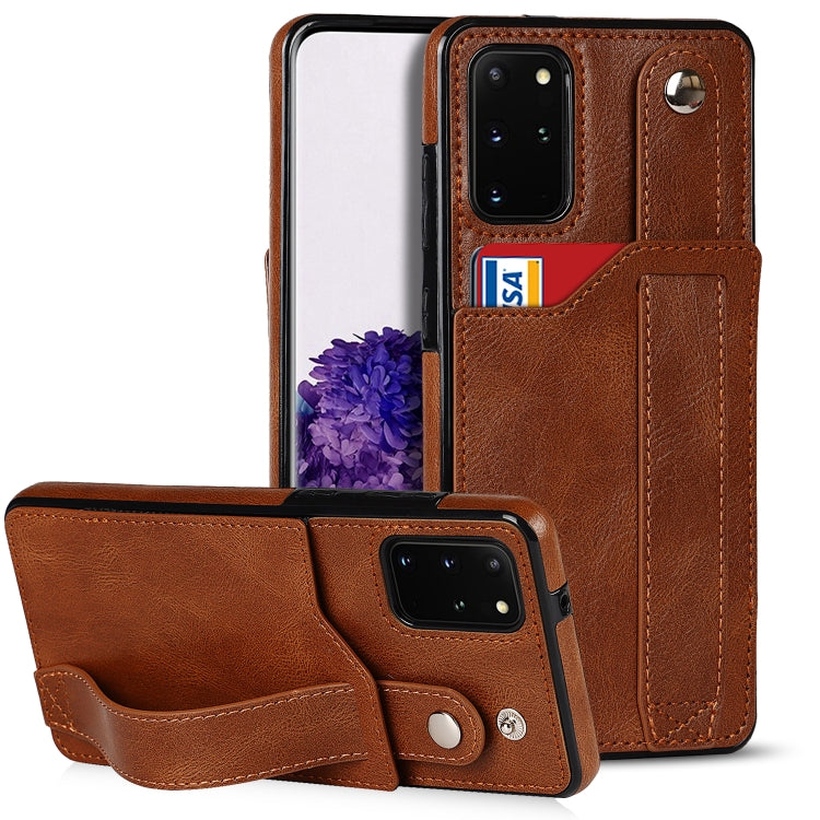 Crazy Horse Texture Shockproof TPU + PU Leather Case with Card Slot & Wrist Strap Holder, For Samsung Galaxy S21 5G, For Samsung Galaxy S21+ 5G, For Samsung Galaxy S21 Ultra 5G, For Samsung Galaxy S21 FE, For Samsung Galaxy S20, For Samsung Galaxy S20+