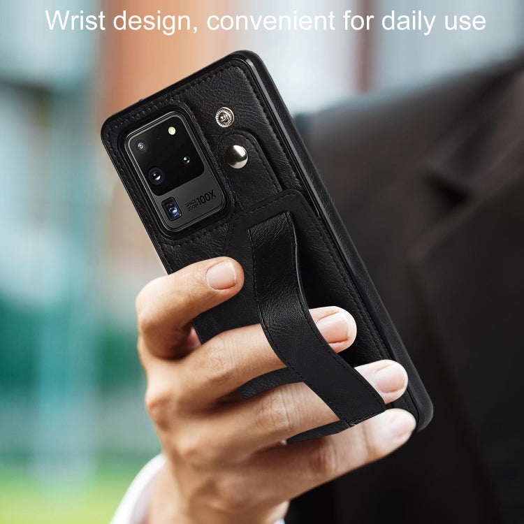 Crazy Horse Texture Shockproof TPU + PU Leather Case with Card Slot & Wrist Strap Holder, For Samsung Galaxy S20 Ultra, For Samsung Galaxy Note20, For Samsung Galaxy Note20 Ultra, For Samsung Galaxy A82 5G, For Samsung Galaxy A72 5G / 4G               ...