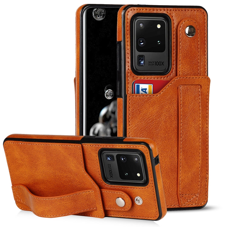 Crazy Horse Texture Shockproof TPU + PU Leather Case with Card Slot & Wrist Strap Holder, For Samsung Galaxy S20 Ultra, For Samsung Galaxy Note20, For Samsung Galaxy Note20 Ultra, For Samsung Galaxy A82 5G, For Samsung Galaxy A72 5G / 4G               ...