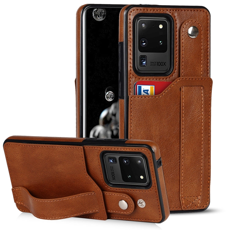 Crazy Horse Texture Shockproof TPU + PU Leather Case with Card Slot & Wrist Strap Holder, For Samsung Galaxy S20 Ultra, For Samsung Galaxy Note20, For Samsung Galaxy Note20 Ultra, For Samsung Galaxy A82 5G, For Samsung Galaxy A72 5G / 4G               ...