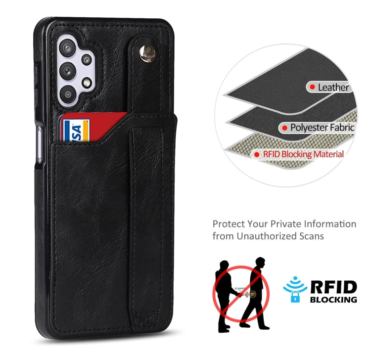 Crazy Horse Texture Shockproof TPU + PU Leather Case with Card Slot & Wrist Strap Holder, For Samsung Galaxy A32 5G, For Samsung Galaxy A22 5G