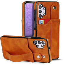 Load image into Gallery viewer, Crazy Horse Texture Shockproof TPU + PU Leather Case with Card Slot &amp; Wrist Strap Holder, For Samsung Galaxy A32 5G, For Samsung Galaxy A22 5G