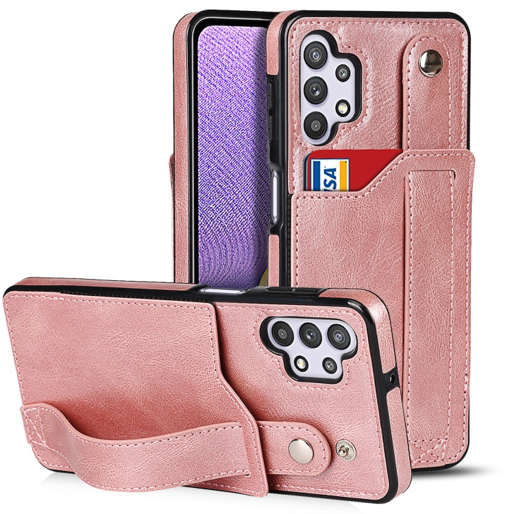 Crazy Horse Texture Shockproof TPU + PU Leather Case with Card Slot & Wrist Strap Holder, For Samsung Galaxy A32 5G, For Samsung Galaxy A22 5G
