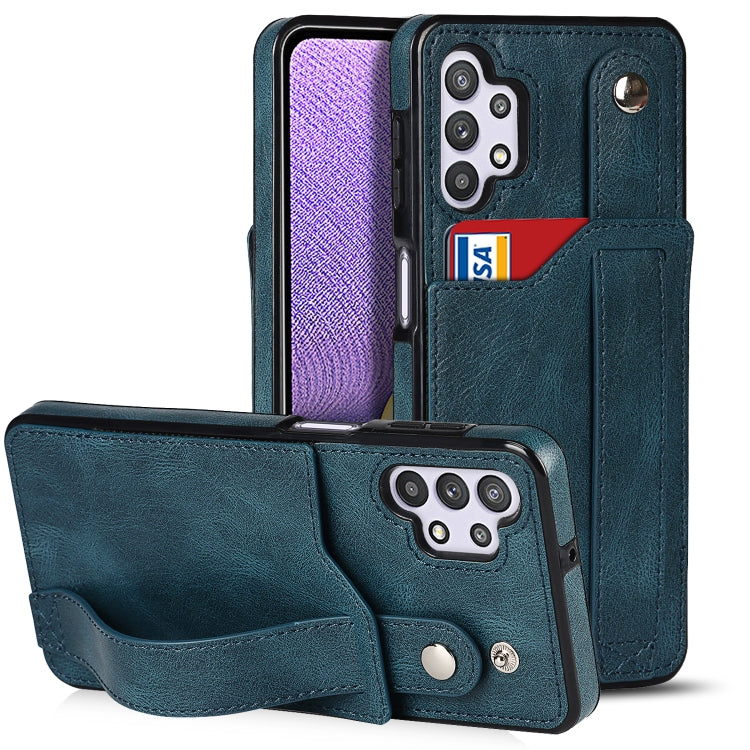Crazy Horse Texture Shockproof TPU + PU Leather Case with Card Slot & Wrist Strap Holder, For Samsung Galaxy A32 5G, For Samsung Galaxy A22 5G