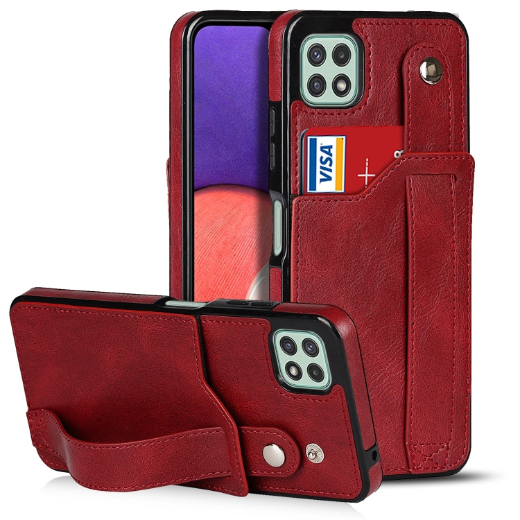 Crazy Horse Texture Shockproof TPU + PU Leather Case with Card Slot & Wrist Strap Holder, For Samsung Galaxy A32 5G, For Samsung Galaxy A22 5G