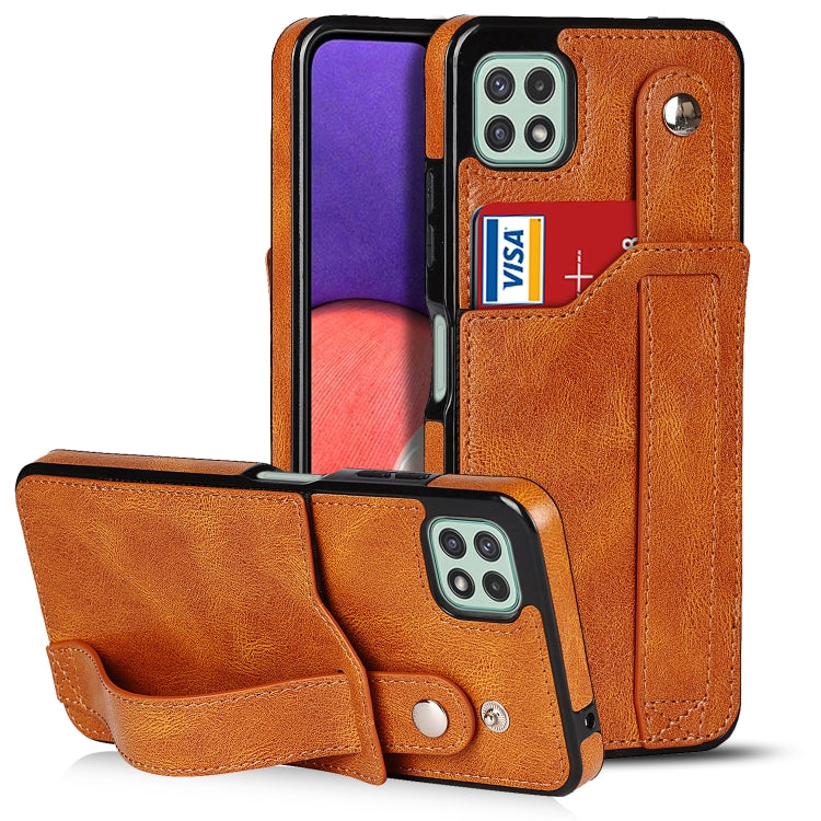 Crazy Horse Texture Shockproof TPU + PU Leather Case with Card Slot & Wrist Strap Holder, For Samsung Galaxy A32 5G, For Samsung Galaxy A22 5G