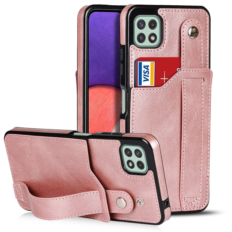 Crazy Horse Texture Shockproof TPU + PU Leather Case with Card Slot & Wrist Strap Holder, For Samsung Galaxy A32 5G, For Samsung Galaxy A22 5G