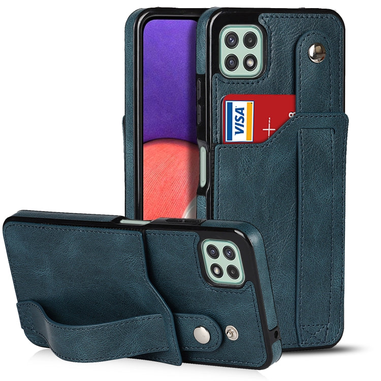 Crazy Horse Texture Shockproof TPU + PU Leather Case with Card Slot & Wrist Strap Holder, For Samsung Galaxy A32 5G, For Samsung Galaxy A22 5G