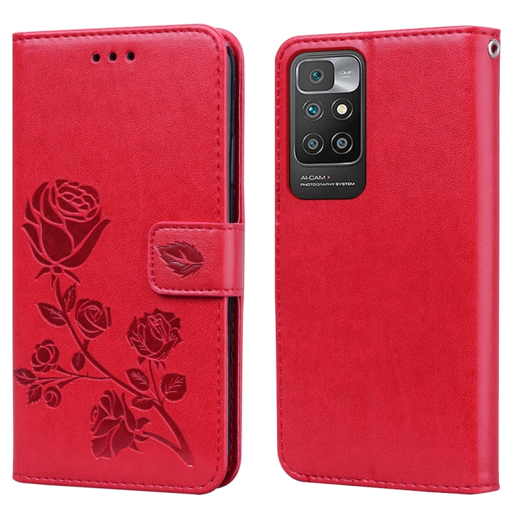 Rose Embossed Horizontal Flip PU Leather Case with Holder & Card Slots & Wallet, For Xiaomi Redmi 10