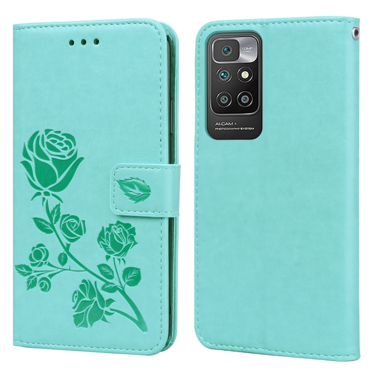 Rose Embossed Horizontal Flip PU Leather Case with Holder & Card Slots & Wallet, For Xiaomi Redmi 10