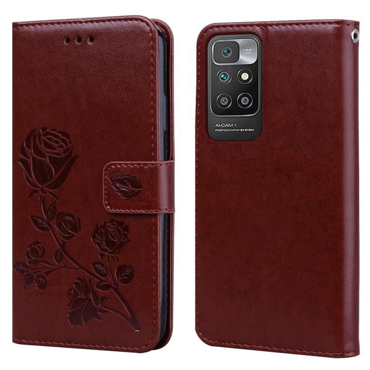Rose Embossed Horizontal Flip PU Leather Case with Holder & Card Slots & Wallet, For Xiaomi Redmi 10