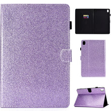 Load image into Gallery viewer, Varnish Glitter Powder Horizontal Flip Leather Case with Holder &amp; Card Slot, For Huawei MediaPad M6 8.4, For Huawei MediaPad M6 10.8, For Huawei MediaPad T3 7.0, For Huawei MediaPad T3 10.0, For Huawei MediaPad T5, For iPad 10.2 / 10.5, For iPad 2 / 3 ...