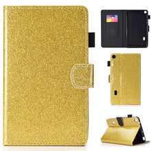 Load image into Gallery viewer, Varnish Glitter Powder Horizontal Flip Leather Case with Holder &amp; Card Slot, For Huawei MediaPad M6 8.4, For Huawei MediaPad M6 10.8, For Huawei MediaPad T3 7.0, For Huawei MediaPad T3 10.0, For Huawei MediaPad T5, For iPad 10.2 / 10.5, For iPad 2 / 3 ...