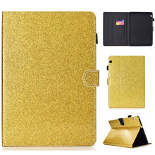 Load image into Gallery viewer, Varnish Glitter Powder Horizontal Flip Leather Case with Holder &amp; Card Slot, For Huawei MediaPad M6 8.4, For Huawei MediaPad M6 10.8, For Huawei MediaPad T3 7.0, For Huawei MediaPad T3 10.0, For Huawei MediaPad T5, For iPad 10.2 / 10.5, For iPad 2 / 3 ...
