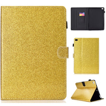 Load image into Gallery viewer, Varnish Glitter Powder Horizontal Flip Leather Case with Holder &amp; Card Slot, For Huawei MediaPad M6 8.4, For Huawei MediaPad M6 10.8, For Huawei MediaPad T3 7.0, For Huawei MediaPad T3 10.0, For Huawei MediaPad T5, For iPad 10.2 / 10.5, For iPad 2 / 3 ...