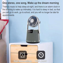 Load image into Gallery viewer, SOAIY K8 Wireless Bluetooth Dual Alarm Clock Speaker with Small Fan