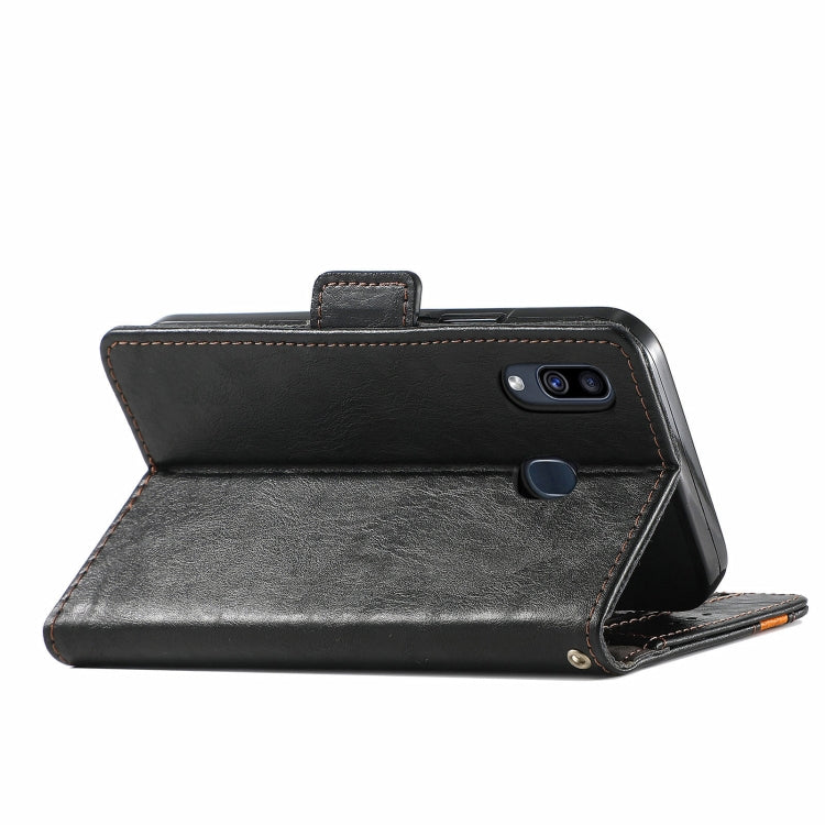 CaseNeo Business Splicing Dual Magnetic Buckle Horizontal Flip PU Leather Case with Holder & Card Slots & Wallet, For Samsung Galaxy A20, For Samsung Galaxy A30