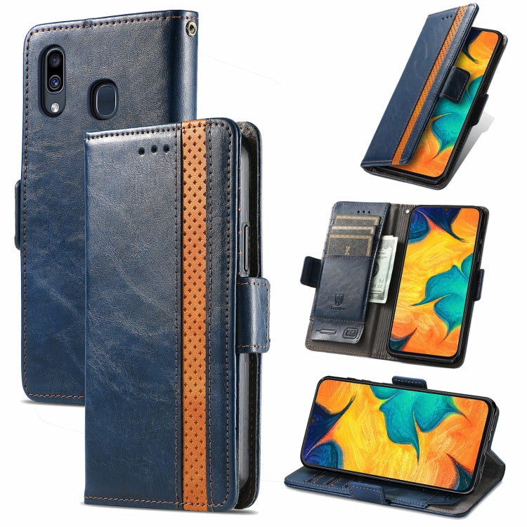 CaseNeo Business Splicing Dual Magnetic Buckle Horizontal Flip PU Leather Case with Holder & Card Slots & Wallet, For Samsung Galaxy A20, For Samsung Galaxy A30