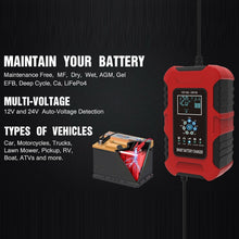 Load image into Gallery viewer, FOXSUR 10A 12V 7-segment Motorcycle / Car Smart Battery Charger, EU Plug, UK Plug, US Plug