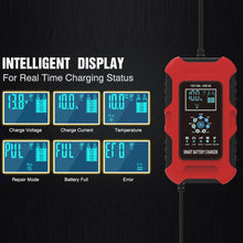 Load image into Gallery viewer, FOXSUR 10A 12V 7-segment Motorcycle / Car Smart Battery Charger, EU Plug, UK Plug, US Plug