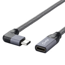 Load image into Gallery viewer, 100W USB-C / Type-C Elbow Male to USB-C / Type-C Female Full-function Data Extension Cable, 0.2m, 0.5m, 1m, 1.5m