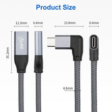 Load image into Gallery viewer, 100W USB-C / Type-C Elbow Male to USB-C / Type-C Female Full-function Data Extension Cable, 0.2m, 0.5m, 1m, 1.5m