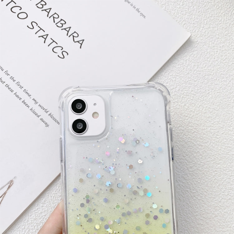 Gradient Glitter Powder Epoxy TPU Thickened Acrylic Shockproof Case with Wide Neck Lanyard, For iPhone 13, For iPhone 13 Pro, For iPhone 13 Pro Max, For iPhone 12 / 12 Pro, For iPhone 12 Pro Max, For iPhone 11, For iPhone 11 Pro, For iPhone 11 Pro Max