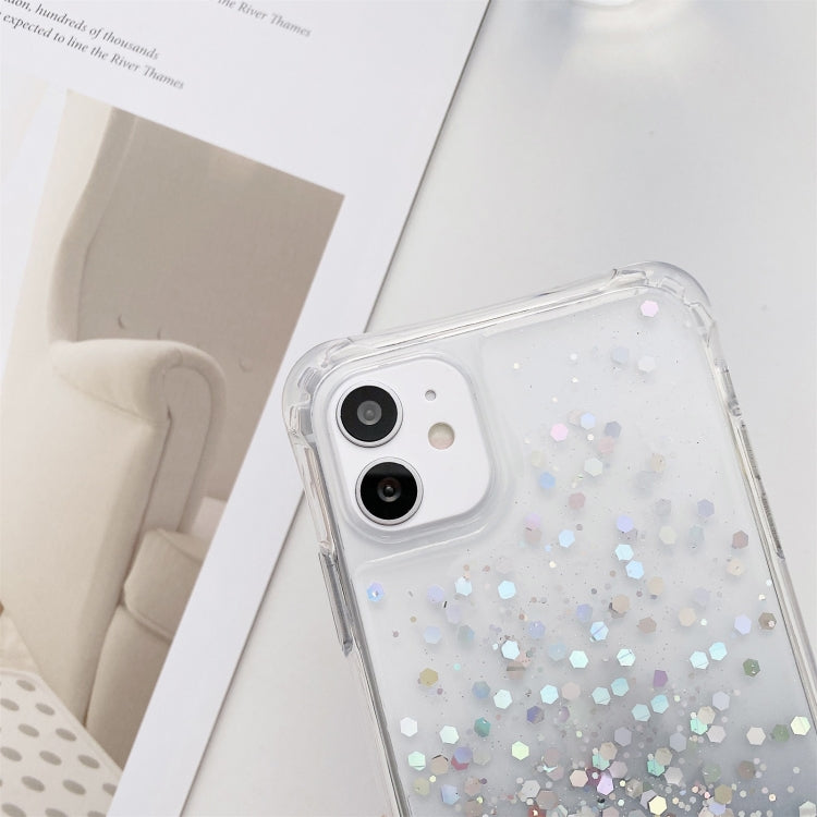 Gradient Glitter Powder Epoxy TPU Thickened Acrylic Shockproof Case with Round Neck Lanyard, For iPhone 13, For iPhone 13 Pro, For iPhone 13 Pro Max, For iPhone 12 mini, For iPhone 12 / 12 Pro, For iPhone 12 Pro Max, For iPhone 11, For iPhone 11 Pro   ...