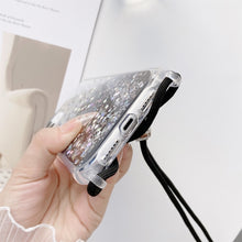 Load image into Gallery viewer, Gradient Glitter Powder Epoxy TPU Thickened Acrylic Shockproof Case with Round Neck Lanyard, For iPhone 13, For iPhone 13 Pro, For iPhone 13 Pro Max, For iPhone 12 mini, For iPhone 12 / 12 Pro, For iPhone 12 Pro Max, For iPhone 11, For iPhone 11 Pro   ...