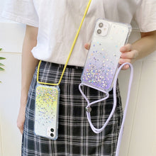 Load image into Gallery viewer, Gradient Glitter Powder Epoxy TPU Thickened Acrylic Shockproof Case with Round Neck Lanyard, For iPhone 13, For iPhone 13 Pro, For iPhone 13 Pro Max, For iPhone 12 mini, For iPhone 12 / 12 Pro, For iPhone 12 Pro Max, For iPhone 11, For iPhone 11 Pro   ...