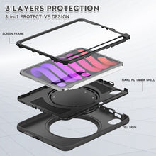 Load image into Gallery viewer, Heavy Duty TPU Hybrid PC Tablet Case with 360 Rotation Handle Grip Holder &amp; Pen Slot, For iPad mini 6 / mini 2024