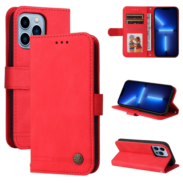 Skin Feel Life Tree Metal Button Horizontal Flip Leather Case with Holder & Card Slot & Wallet & Photo Frame & Strap, For iPhone 13 mini, For iPhone 13, For iPhone 13 Pro, For iPhone 13 Pro Max, For iPhone 12 mini, For iPhone 12 / 12 Pro               ...