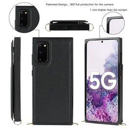 Cross-body Square Double Buckle Flip Card Bag TPU+PU Case with Card Slots & Wallet & Photo & Strap, For Samsung Galaxy Note20, For Samsung Galaxy Note20 Ultra, For Samsung Galaxy S20, For Samsung Galaxy S20 Ultra, For Samsung Galaxy S20 FE             ...