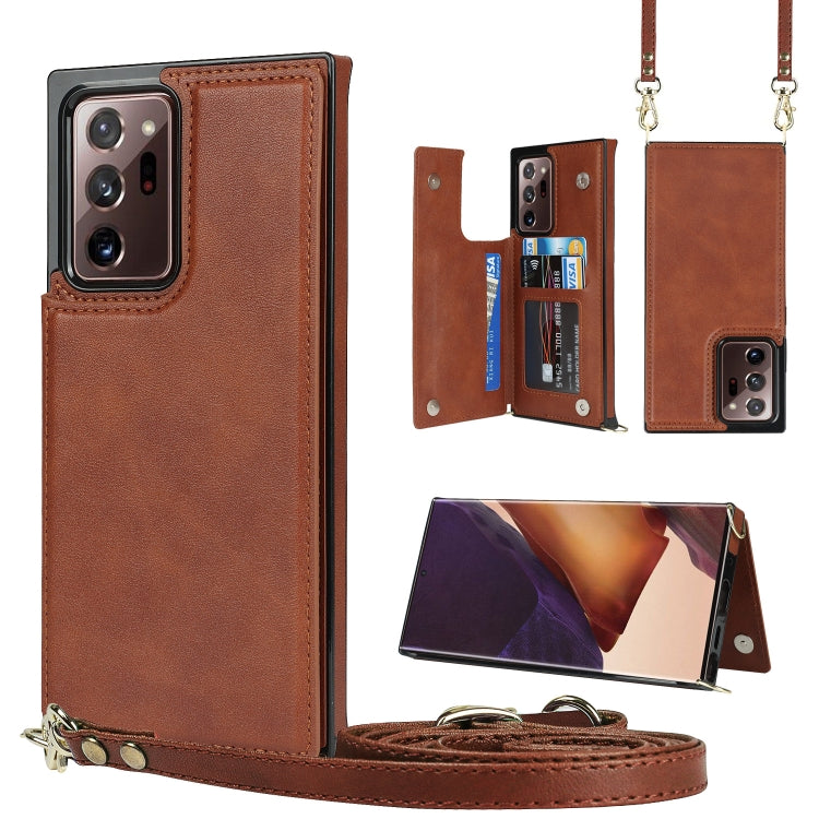 Cross-body Square Double Buckle Flip Card Bag TPU+PU Case with Card Slots & Wallet & Photo & Strap, For Samsung Galaxy Note20, For Samsung Galaxy Note20 Ultra, For Samsung Galaxy S20, For Samsung Galaxy S20 Ultra, For Samsung Galaxy S20 FE             ...
