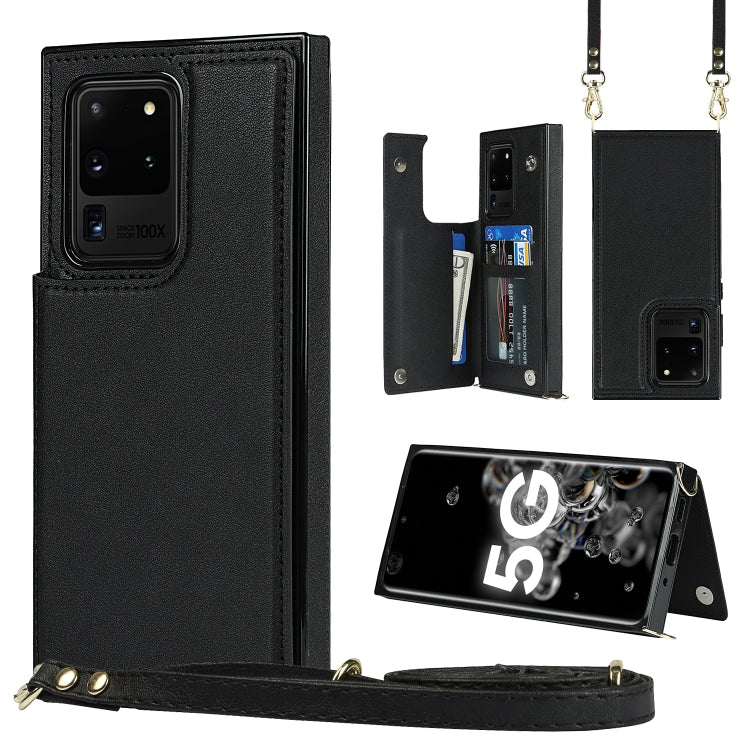 Cross-body Square Double Buckle Flip Card Bag TPU+PU Case with Card Slots & Wallet & Photo & Strap, For Samsung Galaxy Note20, For Samsung Galaxy Note20 Ultra, For Samsung Galaxy S20, For Samsung Galaxy S20 Ultra, For Samsung Galaxy S20 FE             ...