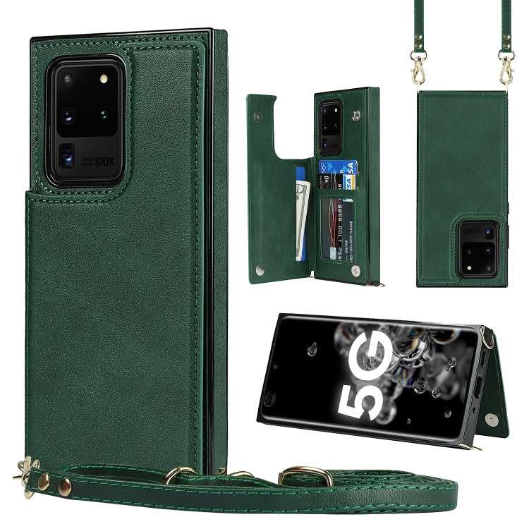 Cross-body Square Double Buckle Flip Card Bag TPU+PU Case with Card Slots & Wallet & Photo & Strap, For Samsung Galaxy Note20, For Samsung Galaxy Note20 Ultra, For Samsung Galaxy S20, For Samsung Galaxy S20 Ultra, For Samsung Galaxy S20 FE             ...