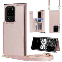 Load image into Gallery viewer, Cross-body Square Double Buckle Flip Card Bag TPU+PU Case with Card Slots &amp; Wallet &amp; Photo &amp; Strap, For Samsung Galaxy Note20, For Samsung Galaxy Note20 Ultra, For Samsung Galaxy S20, For Samsung Galaxy S20 Ultra, For Samsung Galaxy S20 FE             ...