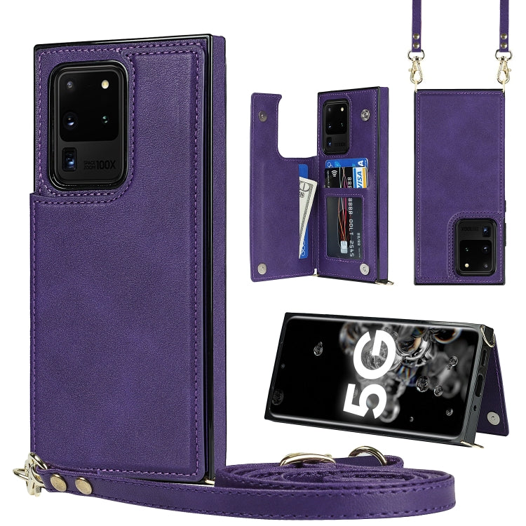 Cross-body Square Double Buckle Flip Card Bag TPU+PU Case with Card Slots & Wallet & Photo & Strap, For Samsung Galaxy Note20, For Samsung Galaxy Note20 Ultra, For Samsung Galaxy S20, For Samsung Galaxy S20 Ultra, For Samsung Galaxy S20 FE             ...
