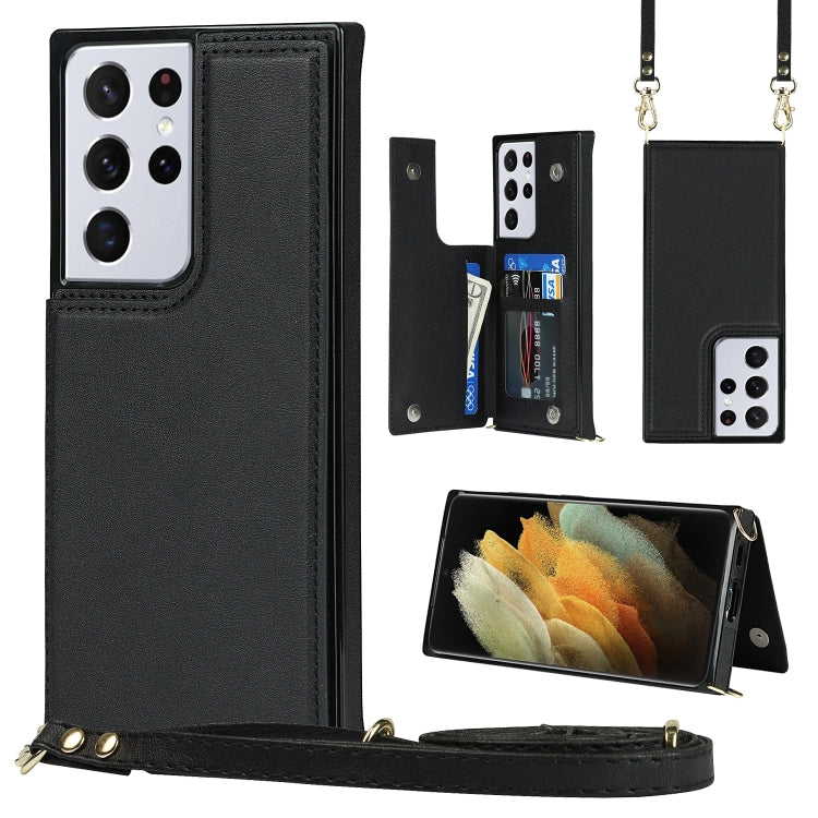 Cross-body Square Double Buckle Flip Card Bag TPU+PU Case with Card Slots & Wallet & Photo & Strap, For Samsung Galaxy Note20, For Samsung Galaxy Note20 Ultra, For Samsung Galaxy S20, For Samsung Galaxy S20 Ultra, For Samsung Galaxy S20 FE             ...