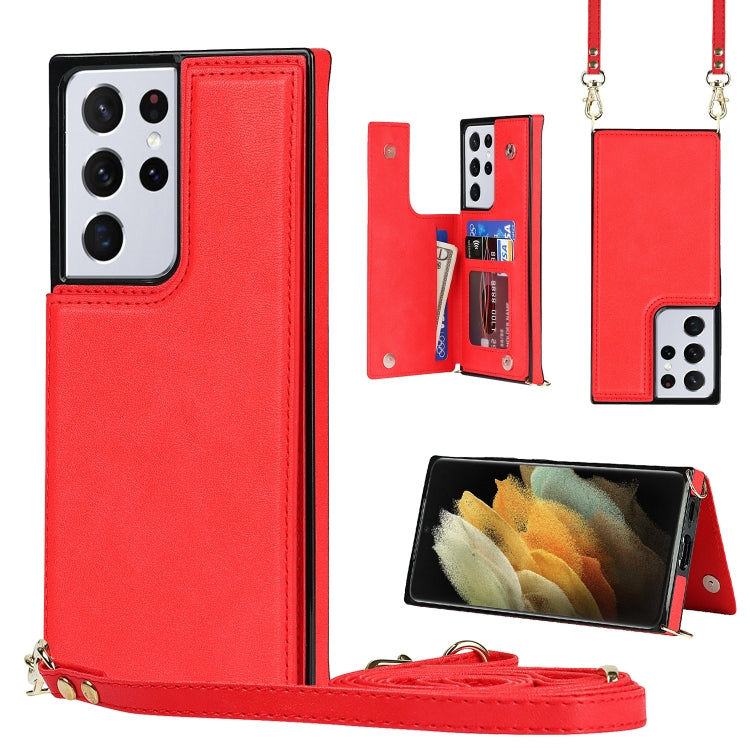 Cross-body Square Double Buckle Flip Card Bag TPU+PU Case with Card Slots & Wallet & Photo & Strap, For Samsung Galaxy Note20, For Samsung Galaxy Note20 Ultra, For Samsung Galaxy S20, For Samsung Galaxy S20 Ultra, For Samsung Galaxy S20 FE             ...