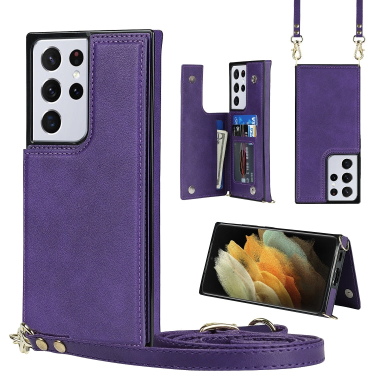 Cross-body Square Double Buckle Flip Card Bag TPU+PU Case with Card Slots & Wallet & Photo & Strap, For Samsung Galaxy Note20, For Samsung Galaxy Note20 Ultra, For Samsung Galaxy S20, For Samsung Galaxy S20 Ultra, For Samsung Galaxy S20 FE             ...