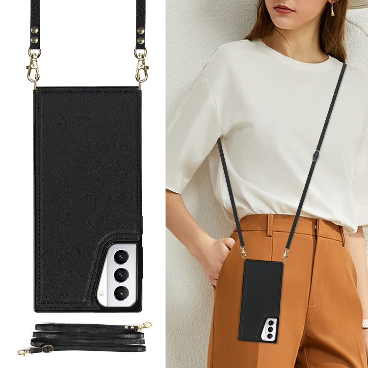 Cross-body Square Double Buckle Flip Card Bag TPU+PU Case with Card Slots & Wallet & Photo & Strap, For Samsung Galaxy S21+ 5G