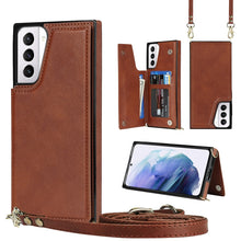 Load image into Gallery viewer, Cross-body Square Double Buckle Flip Card Bag TPU+PU Case with Card Slots &amp; Wallet &amp; Photo &amp; Strap, For Samsung Galaxy S21+ 5G