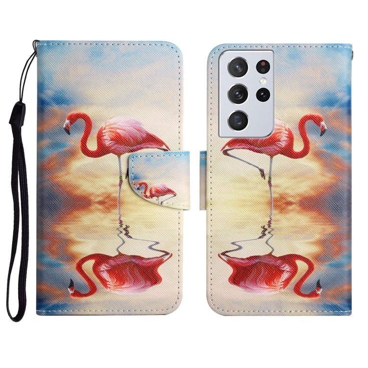 Painted Pattern Horizontal Flip Leather Case with Holder & Card Slot & Wallet, For Samsung Galaxy S21 Ultra 5G