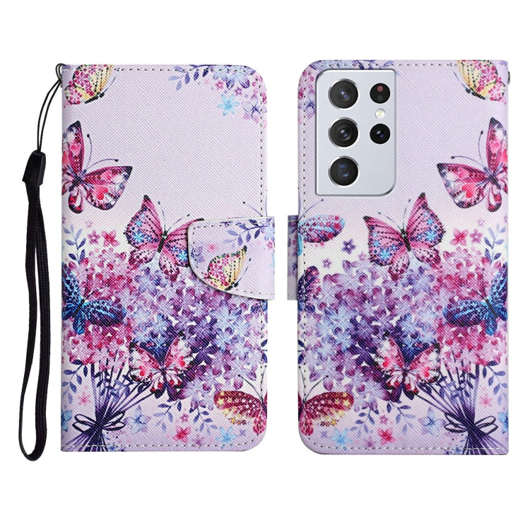 Painted Pattern Horizontal Flip Leather Case with Holder & Card Slot & Wallet, For Samsung Galaxy S21 Ultra 5G