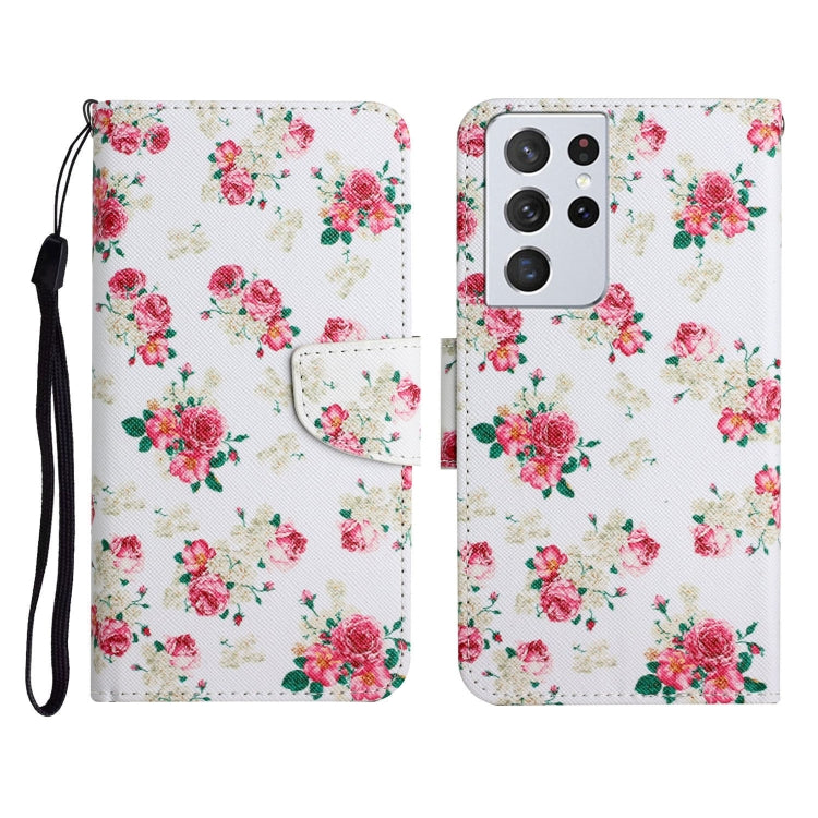 Painted Pattern Horizontal Flip Leather Case with Holder & Card Slot & Wallet, For Samsung Galaxy S21 Ultra 5G