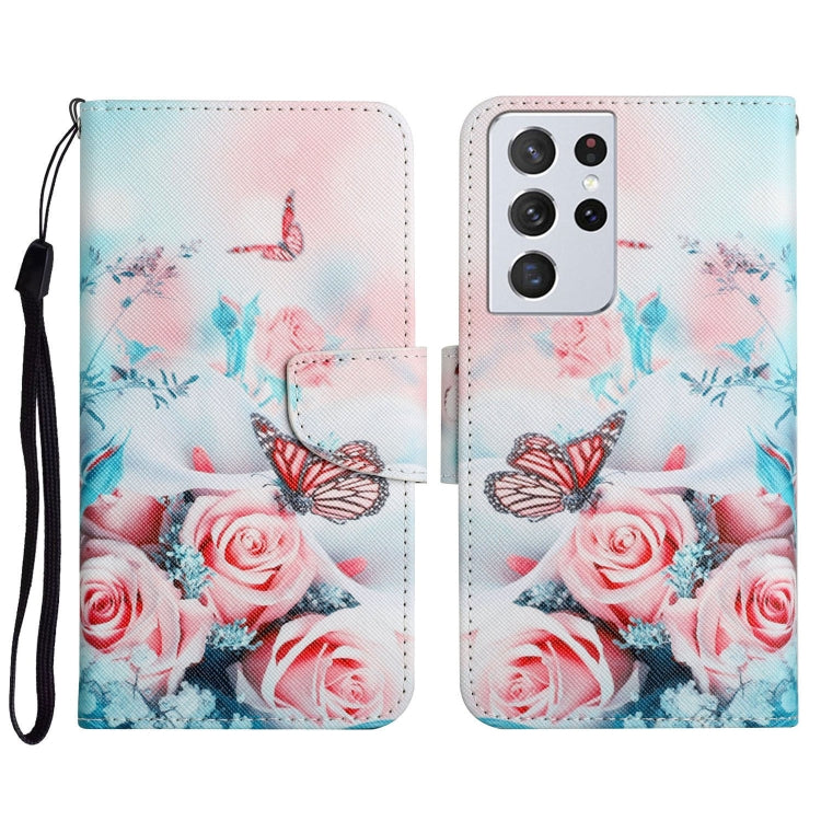 Painted Pattern Horizontal Flip Leather Case with Holder & Card Slot & Wallet, For Samsung Galaxy S21 Ultra 5G