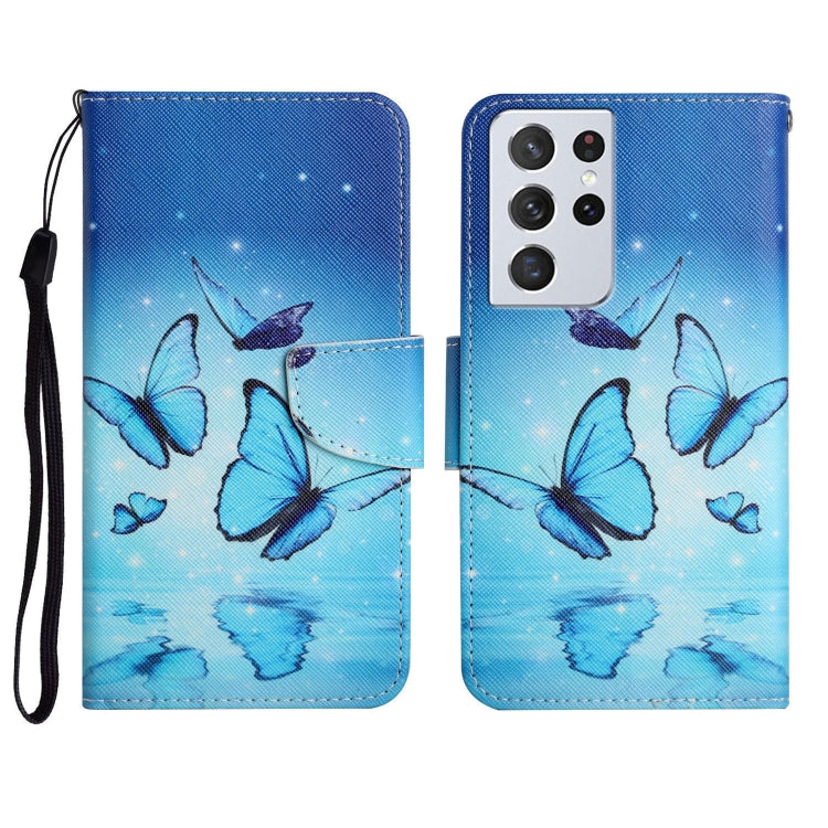 Painted Pattern Horizontal Flip Leather Case with Holder & Card Slot & Wallet, For Samsung Galaxy S21 Ultra 5G
